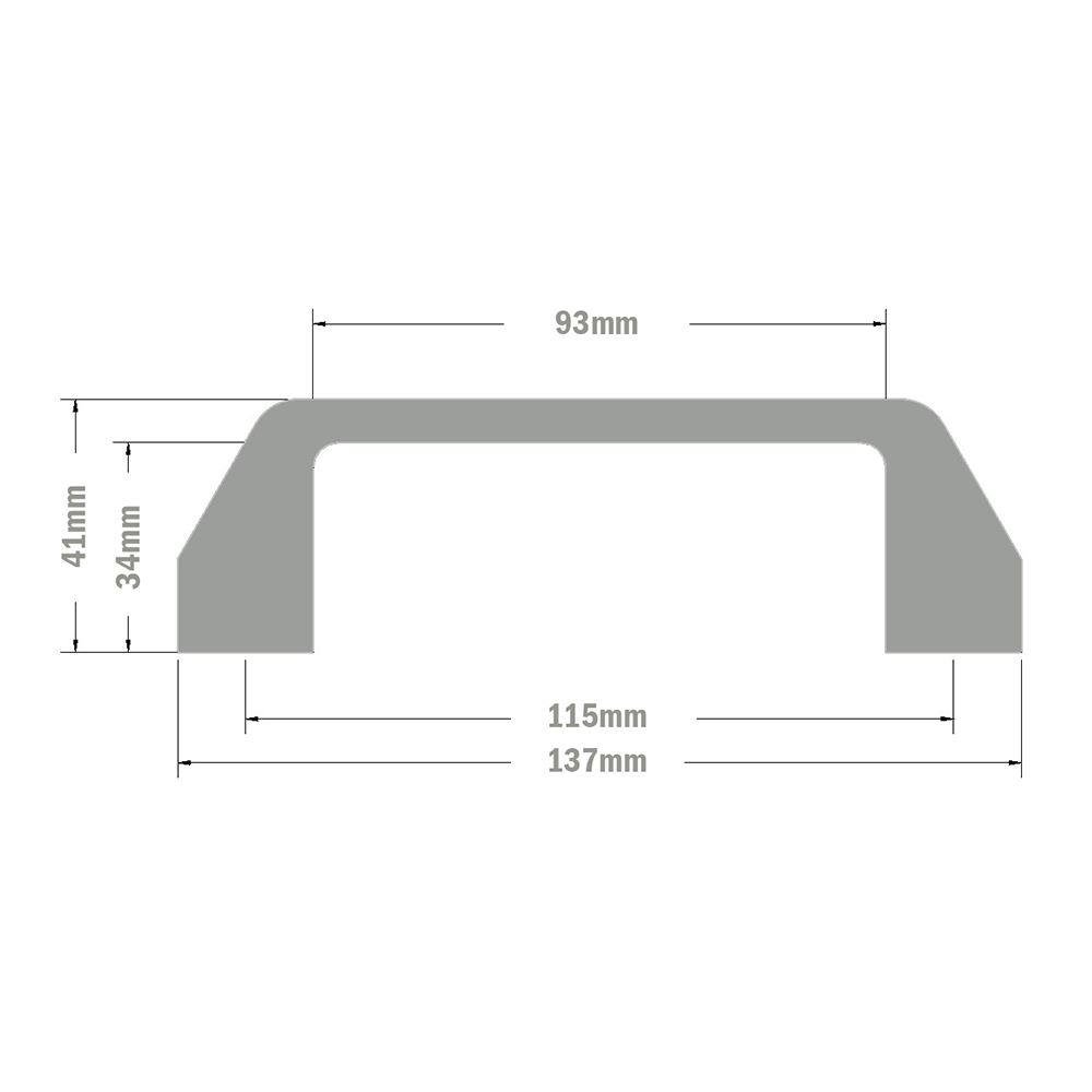 50-210-3SS MODULAR SOLUTIONS 120 GRAY NYLON PULL HANDLE<BR>STAINLESS STEEL HARDWARE 26MM X 137MM X 41MM